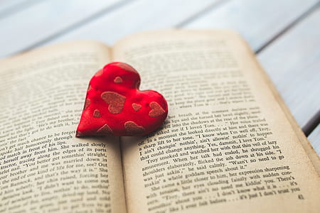 Red heart on a old opened book thumbnail