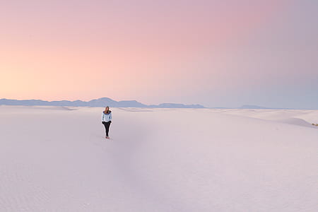 person walking on snow field thumbnail