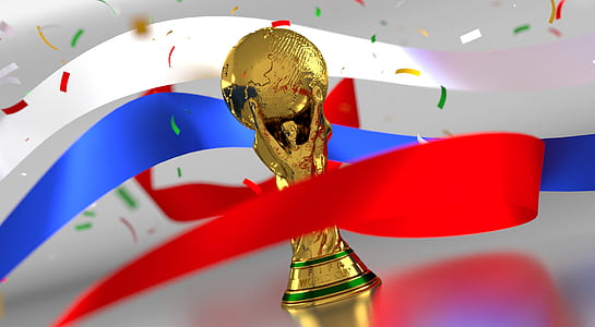 gold-colored trophy surrounded with white, blue, and red ribbons thumbnail