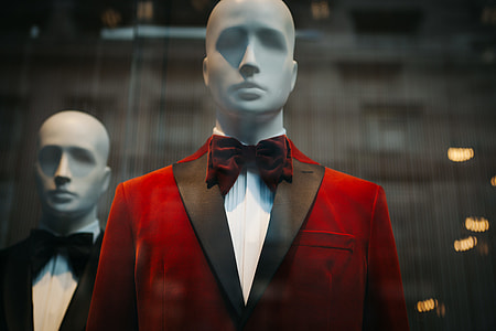 mannequin in red and black suit jacket thumbnail