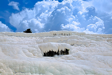 glacier mountain under white and blue sky thumbnail