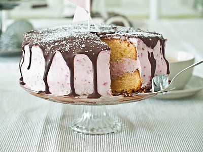 round white and black-icing covered cake thumbnail