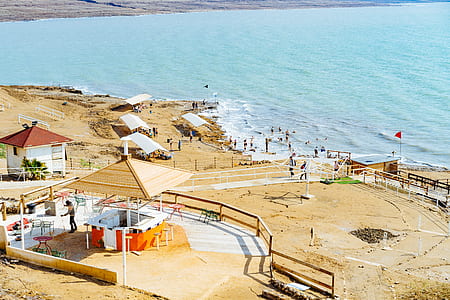aerial photography of bar on beach thumbnail