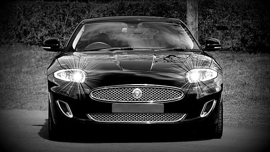 grayscale photography of Jaguar car thumbnail