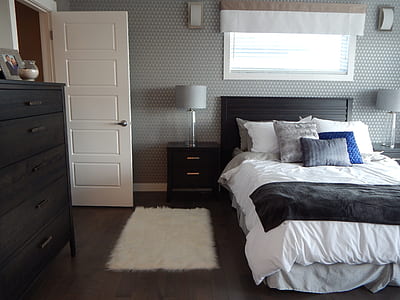 black and white bed sheet and throw pillows thumbnail