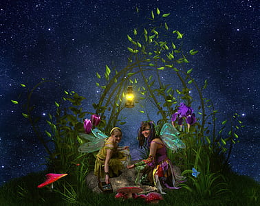 two women sitting near the flowers thumbnail