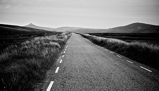 grayscale photography of empty road thumbnail