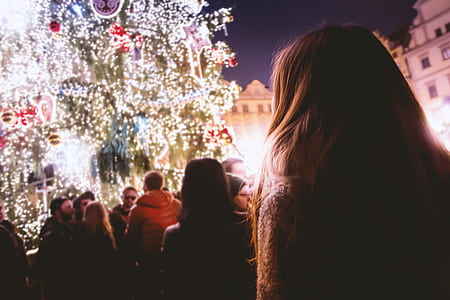 people, woman, lights, street thumbnail