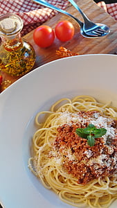 pasta with meat on white ceramic bowl thumbnail