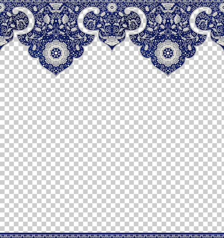 Flower Blue, Chinese Floral Border, blue and gray floral pattern illustration PNG clipart
