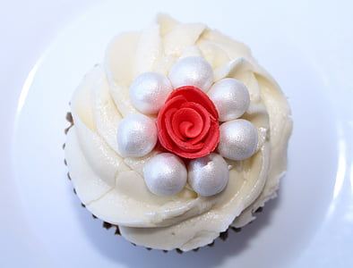 white cupcake on plate thumbnail