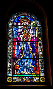 Blue Red Yellow and Green Tiffany Glass Window thumbnail