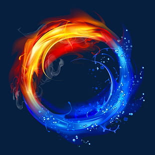 Cool water and fire light effect background, fire and water yin yang PNG clipart