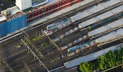 aerial photography of trains thumbnail