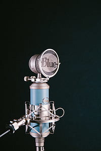 blue and gray Blue condenser microphone with pop filter thumbnail