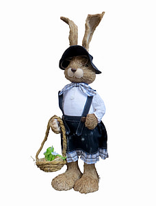 brown rabbit with basket figurine thumbnail