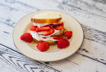 pastry with strawberry on plate thumbnail