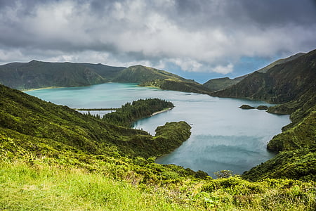 lake surrounded by mountains thumbnail