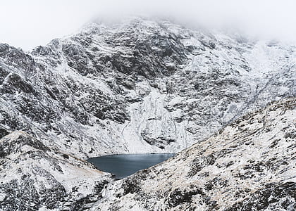 snowy mountain with body of water during daytime thumbnail