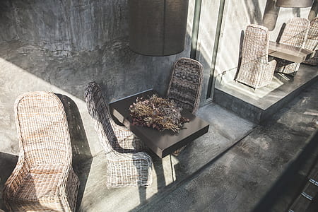 brown wooden table with two chairs thumbnail