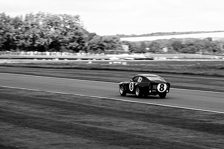 grayscale photo of race car thumbnail