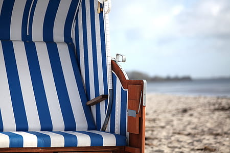 blue padded folding chair thumbnail