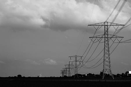 black-and-white, landscape, industry, meadow thumbnail