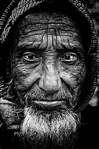 macro and grayscale photography of human's face thumbnail