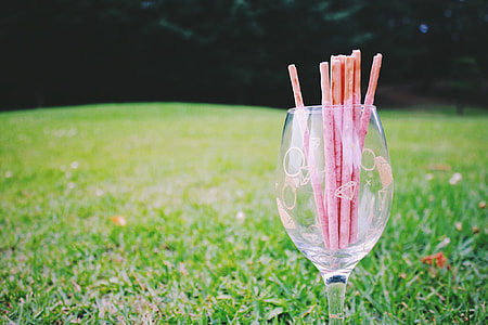 clear wine glass with wafer stick thumbnail