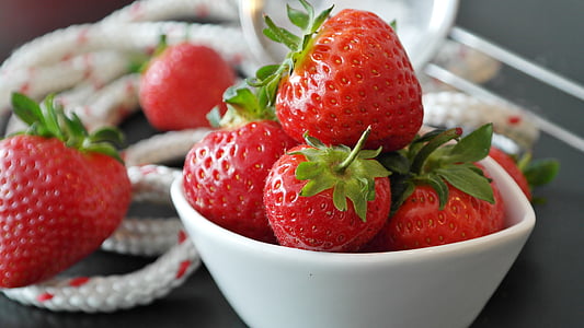 strawberries in white ceramic bowl thumbnail