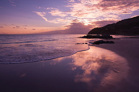 seashore during sunset photo thumbnail