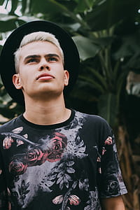 Black and Gray Floral Crew-neck Shirt thumbnail