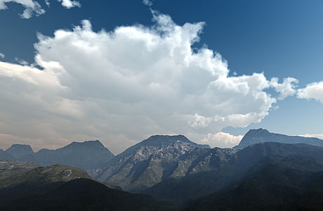 photo of mountain under white and blue sky at daytime thumbnail