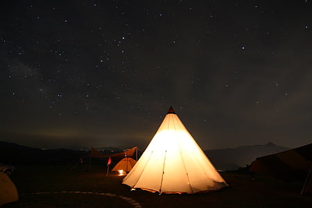 white camping tent with light thumbnail