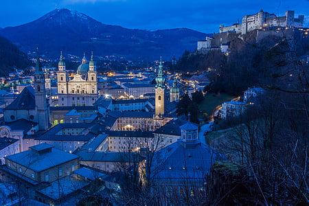 high-angle photography of castle during nighttime thumbnail