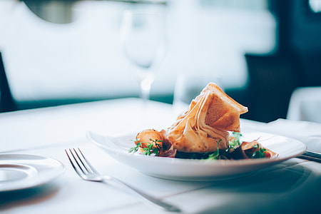 selective focus photo of cook food with stainless steel fork thumbnail