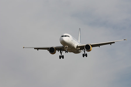 white airplane under cloudy sky during daytime thumbnail