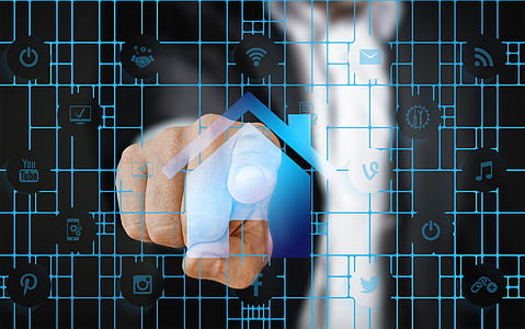 person hand tapping digital home button thumbnail