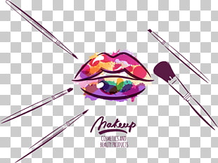 Cosmetics Makeup brush Make-up artist Illustration, tools makeup and lips, Makeup cosmetics and beauty products painting PNG clipart