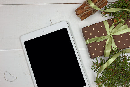 flat lay photography of white iPAd thumbnail
