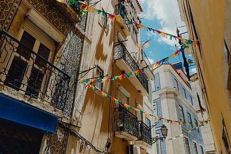 Streets decorated for the Saint Anthony Feast in Lisbon, Portugal thumbnail