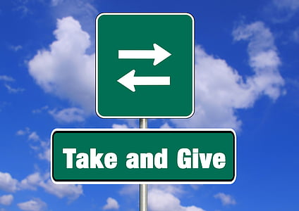 green Take and Give metal sigange thumbnail