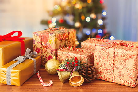 Christmas gift boxes with decorations thumbnail