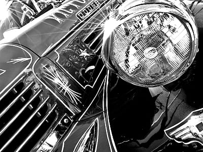 grayscale photography of Dodge vehicle thumbnail