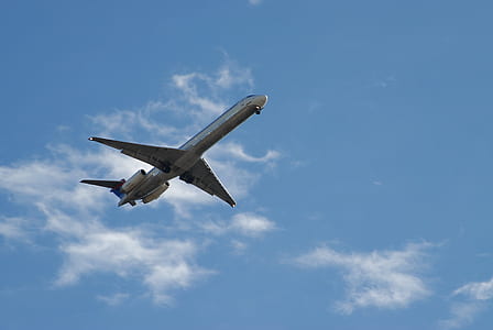 White and Blue Airplane Under White and Blue Sky during Daytime thumbnail