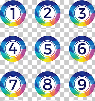 Euclidean Number Icon, Color Low Polygon Numbers 1 to 9, numbers 1 to 9 PNG clipart