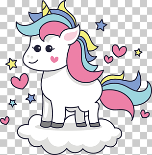 Unicorn Euclidean , Standing in the clouds unicorn, white and multicolored unicorn illustration PNG clipart