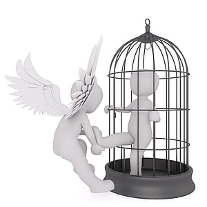 angel pulling person right leg in cage illustration thumbnail