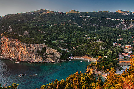 aerial view of mountains and trees thumbnail