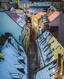 alley road between houses at daytime thumbnail